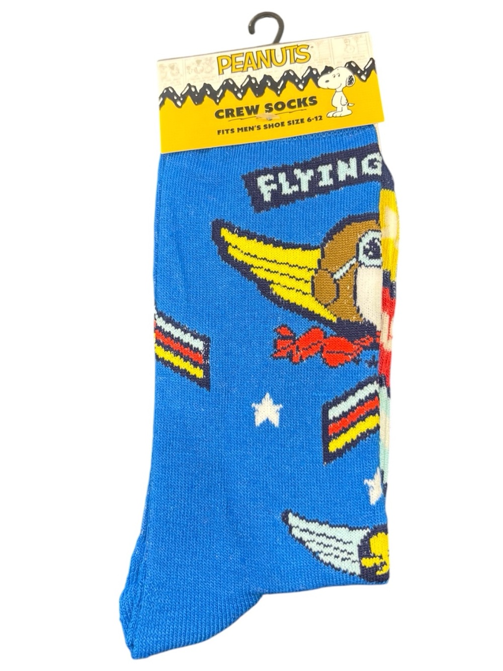 Peanuts Blue Flying Ace Snoopy Crew Socks w Mens 6-12 NEW